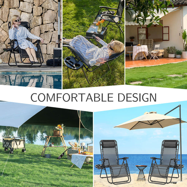 JOINSUN Zero Gravity Chairs - Set of 2 portable recliners with adjustable steel mesh for beach, camping, patio and lawn