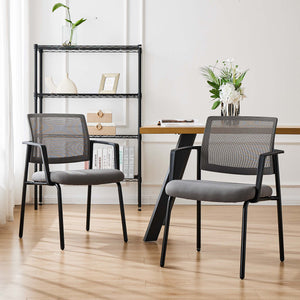 CONCETTA Mesh Back Arm Upholstered Fabric, Sturdy Metal Stacking Chairs, Easy to Use and Store, Outdoor and Indoor, for Home