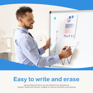SHOUFTW Magnetic Whiteboard for Wall, Dry Erase Board with Aluminum Frame & Tray, Easy Mount Horizontal or Vertical, for Office Classroom Home