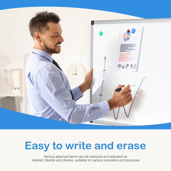 SHOUFTW Magnetic Whiteboard for Wall, Dry Erase Board with Aluminum Frame & Tray, Easy Mount Horizontal or Vertical, for Office Classroom Home