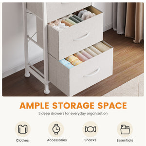 CONCETTA 3-Drawer Fabric Storage Dresser, Multipurpose Storage Chest with Steel Frame and Wooden Top, Space Saving Organizer for Bedroom, Closet, Home Office