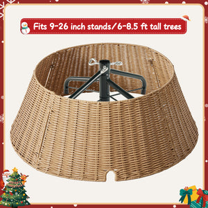 CONCETTA Christmas Tree Collar, Farmhouse Detachable Handwoven Christmas Tree Base Cover, Christmas Tree Basket Base, for Holiday,Black