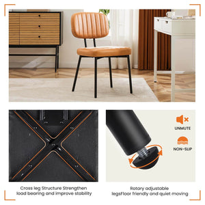 CONCETTA Dining Chairs Set of 2, Modern Kitchen Dining Room Accent Chairs with Faux Leather Cushion Seat & Metal Legs for Kitchen, Living Room
