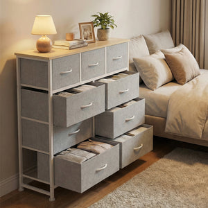 CONCETTA 9-Drawer Fabric Dresser, TV Cabinet Sideboard, Storage Organizer Cabinet for Living Room, Bedroom, Office