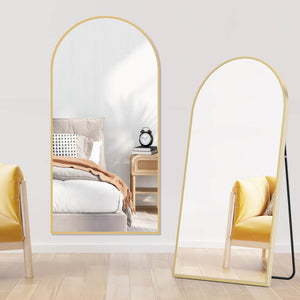 JOINSUN Floor Standing Mirror, Wall Mirror with Stand Aluminum Alloy Thin Frame