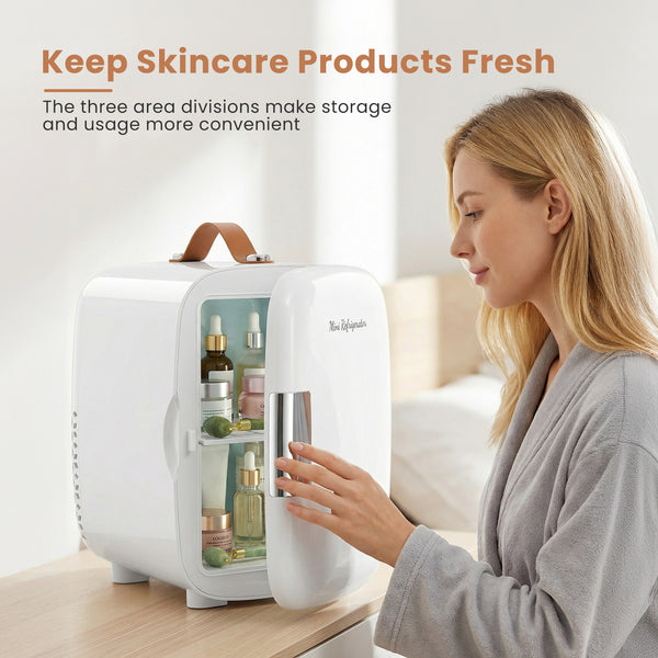 CONCETTA Mini Refrigerator 4L/7 Can, Compact Small Fridge, Cosmetics Cooler for RV Use, Skincare, Food, Drinks