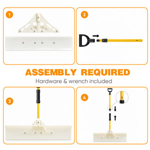 CONCETTA 30"/36" Snow Pusher, Wide Snow Plow Shovel with Non-Stick Poly Blade, Reinforced Metal Handle, Heavy-Duty Winter Removal Tool for Driveways & Sidewalks, White