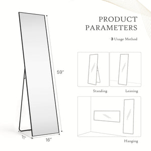 CONCETTA 71"x30" Arched Full Body Mirror Floor Mirror Standing Hanging or Leaning Wall with Stand Aluminum Alloy Thin Frame
