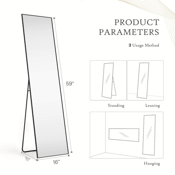 CONCETTA 71"x30" Arched Full Body Mirror Floor Mirror Standing Hanging or Leaning Wall with Stand Aluminum Alloy Thin Frame