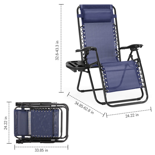 JOINSUN Zero Gravity Chairs - Set of 2 portable recliners with adjustable steel mesh for beach, camping, patio and lawn