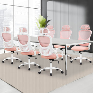 CONCETTA Ergonomic office chair - high back with wheels, adjustable headrest and flip-up armrests for bedroom, study, living room, office