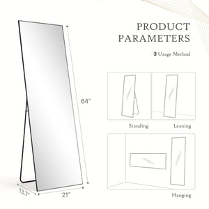 CONCETTA 71"x30" Arched Full Body Mirror Floor Mirror Standing Hanging or Leaning Wall with Stand Aluminum Alloy Thin Frame