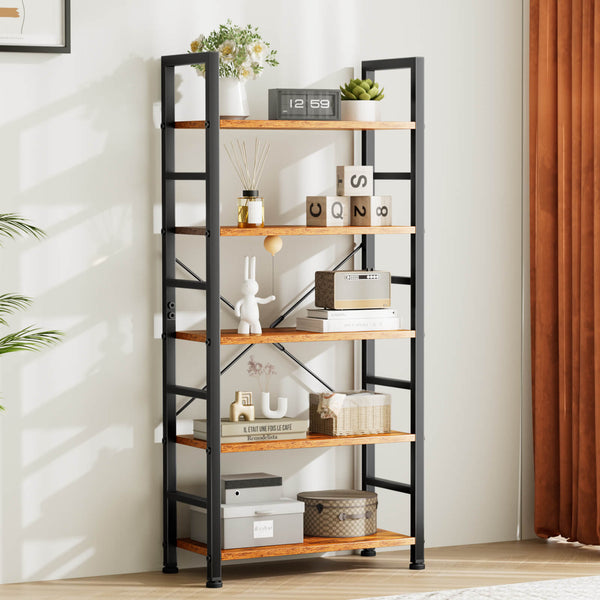 CONCETTA 5-Tier Bookcase - Tall Bookshelf Modern Book Case for Books, Garage Kit, CDs, Movies,  for Bedroom Home Office Kitchen Living Room