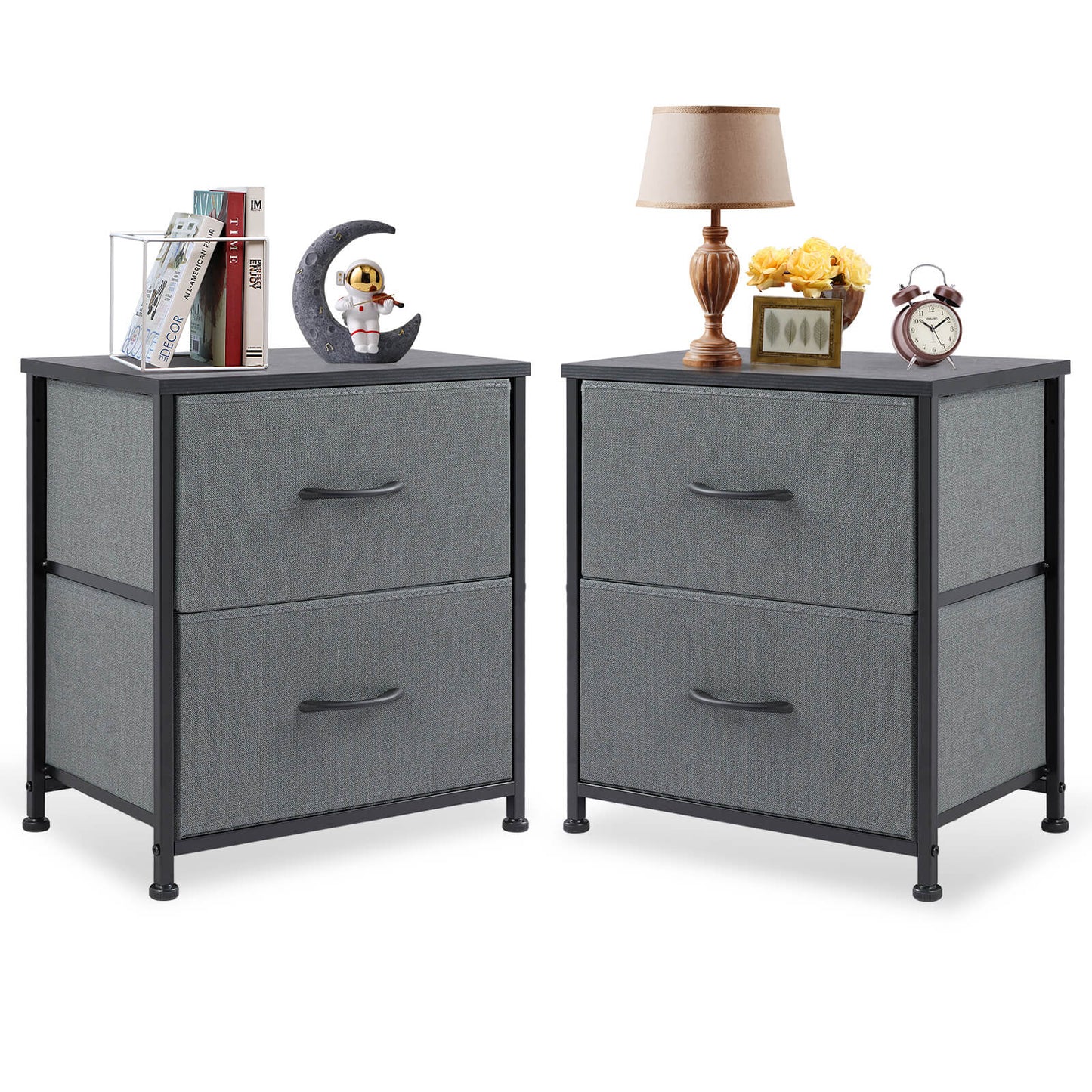 CONCETTA 2 Piece Nightstand Set - 2 Storage Drawers, Bedside Furniture End Table, Suitable for Living Room, Bedroom, Closet
