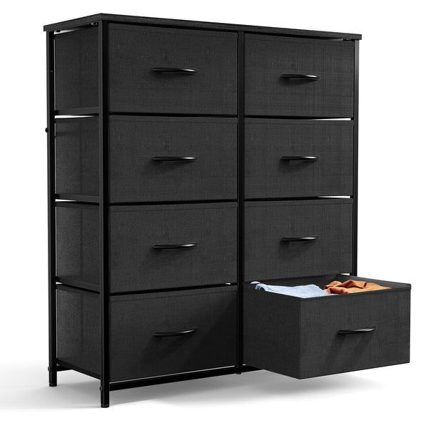 CONCETTA Tall Dresser Fabric Storage Tower with 8 Fabric Bins Drawers,Wooden Top for Living Room, Closet, Entryway, Bedroom