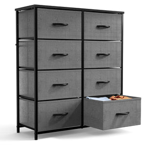 CONCETTA Tall Dresser Fabric Storage Tower with 8 Fabric Bins Drawers,Wooden Top for Living Room, Closet, Entryway, Bedroom