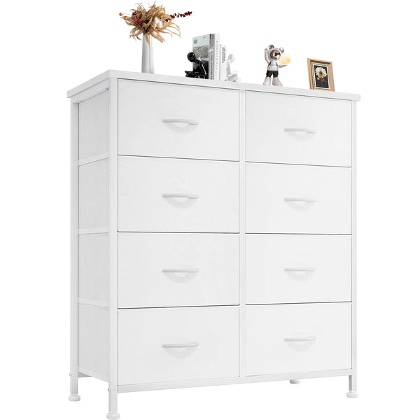CONCETTA Tall Dresser Fabric Storage Tower with 8 Fabric Bins Drawers,Wooden Top for Living Room, Closet, Entryway, Bedroom