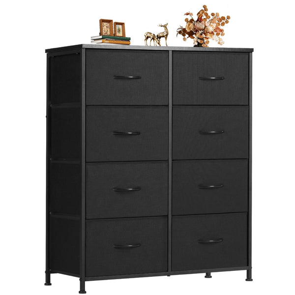 CONCETTA Tall Dresser Fabric Storage Tower with 8 Fabric Bins Drawers,Wooden Top for Living Room, Closet, Entryway, Bedroom