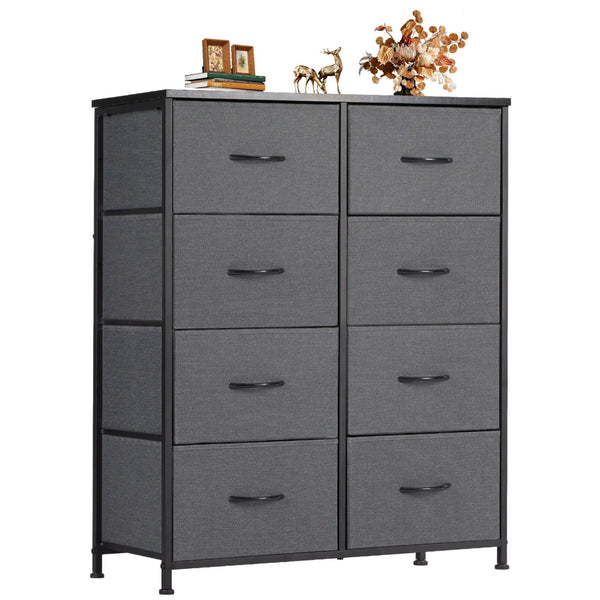 CONCETTA Tall Dresser Fabric Storage Tower with 8 Fabric Bins Drawers,Wooden Top for Living Room, Closet, Entryway, Bedroom