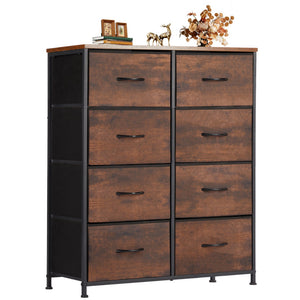 CONCETTA Tall Dresser Fabric Storage Tower with 8 Fabric Bins Drawers,Wooden Top for Living Room, Closet, Entryway, Bedroom