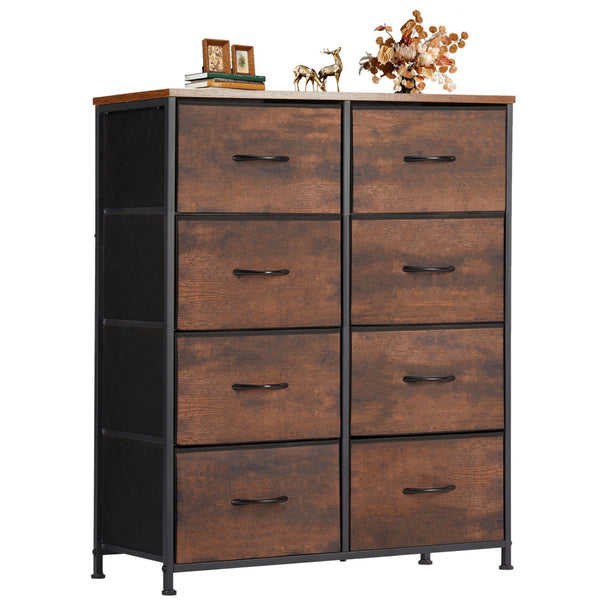 CONCETTA Tall Dresser Fabric Storage Tower with 8 Fabric Bins Drawers,Wooden Top for Living Room, Closet, Entryway, Bedroom