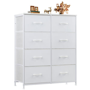CONCETTA Tall Dresser Fabric Storage Tower with 8 Fabric Bins Drawers,Wooden Top for Living Room, Closet, Entryway, Bedroom