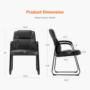 JOINSUN Waiting Room Chairs-Big and Tall PU Leather Without Wheels£¬for Reception Area Conference Room Lobby Home Computer Desk Bedroom Elderly