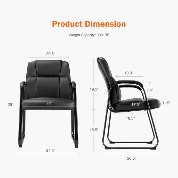 JOINSUN Waiting Room Chairs-Big and Tall PU Leather Without Wheels£¬for Reception Area Conference Room Lobby Home Computer Desk Bedroom Elderly
