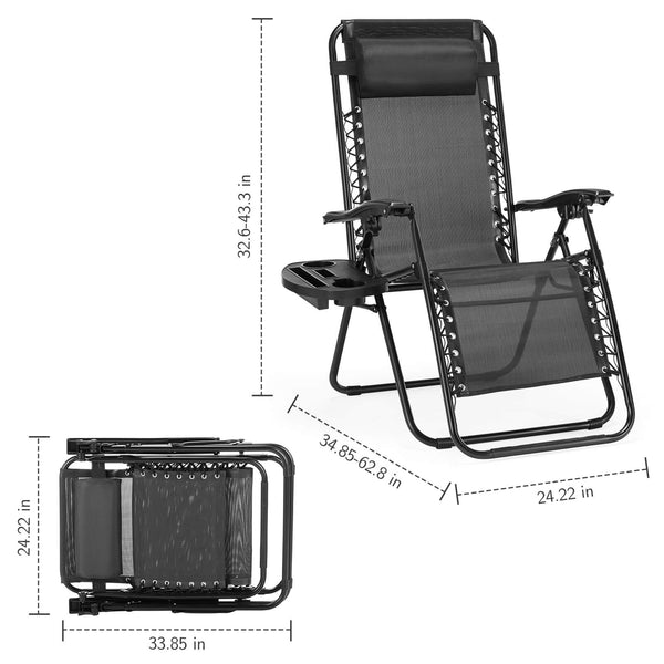 JOINSUN Zero Gravity Chairs - Set of 2 portable recliners with adjustable steel mesh for beach, camping, patio and lawn