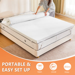 CONCETTA Gel Memory Foam Mattress Topper Full Size, Bed Topper with Removable Soft Cover, White