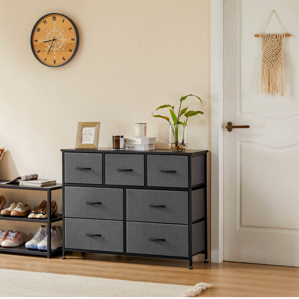 CONCETTA Dresser for Bedroom-with 7 Drawers, Chest Tower TV Stand,  Wooden Top for Living Room,  Bedroom, Closet