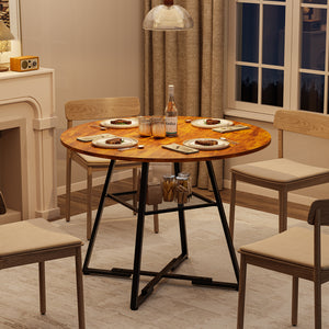 CONCETTA Round Extendable Dining Table for 4-8 People, Space-Saving Wood Kitchen Table with Pedestal Base & Storage Shelf, Modern Expandable Oval Dining Table for Home & Apartment