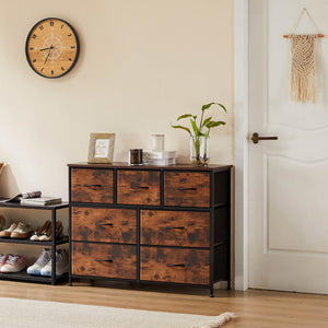 CONCETTA Dresser for Bedroom-with 7 Drawers, Chest Tower TV Stand,  Wooden Top for Living Room,  Bedroom, Closet