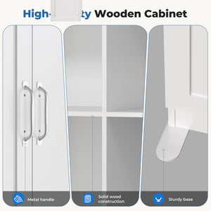 CONCETTA 71 inch Wooden Storage Cabinet, Freestanding Cupboard, 4-Tier Home Organizer for Kitchen, Living Room, Bedroom, Pantry