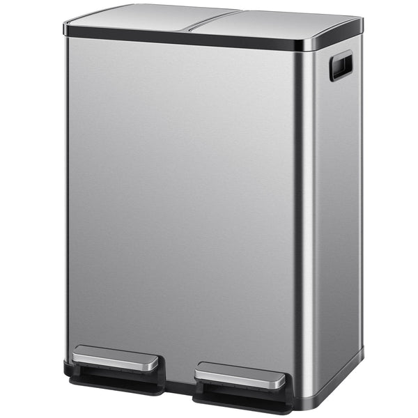 CONCETTA Kitchen Stainless Steel Waste Bin with Lid with Soft-Close Foot Pedal and Removable Inner Bin for Bathrooms, Bedrooms and Home Offices