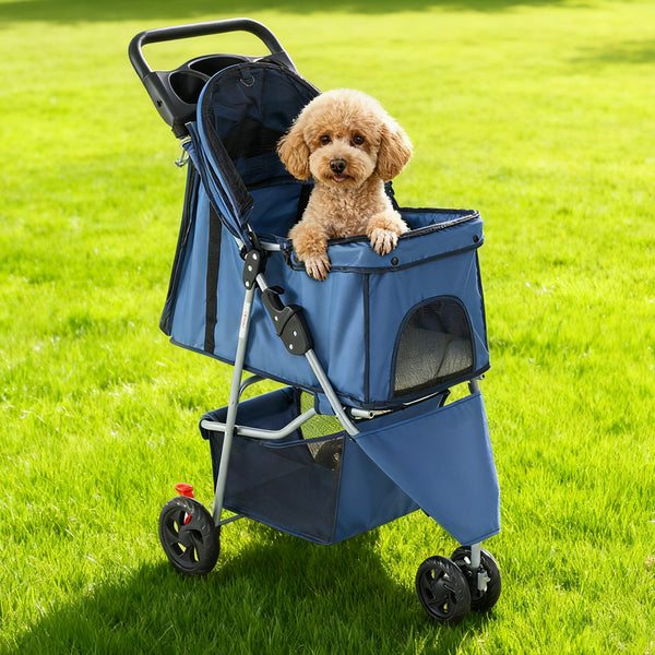 CONCETTA 3-Wheel Foldable and Waterproof Pet Stroller - Jogger Stroller for Small and Medium Dogs and Cats with Cup Holder and Removable Liner