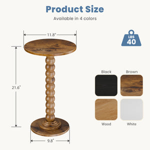 CONCETTA Modern Round Side Table, Accent End Table with Solid Wood Spindle, Small Drink Table for Living Room, Bedroom, Couch, Office