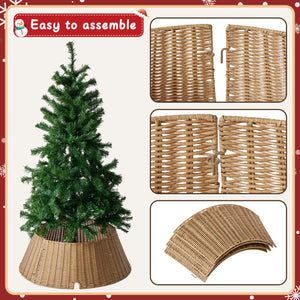 CONCETTA Christmas Tree Collar, Farmhouse Detachable Handwoven Christmas Tree Base Cover, Christmas Tree Basket Base, for Holiday,Black