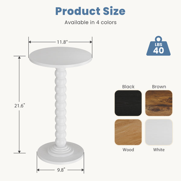 CONCETTA Modern Round Side Table, Accent End Table with Solid Wood Spindle, Small Drink Table for Living Room, Bedroom, Couch, Office