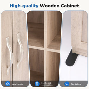 CONCETTA 71 inch Wooden Storage Cabinet, Freestanding Cupboard, 4-Tier Home Organizer for Kitchen, Living Room, Bedroom, Pantry