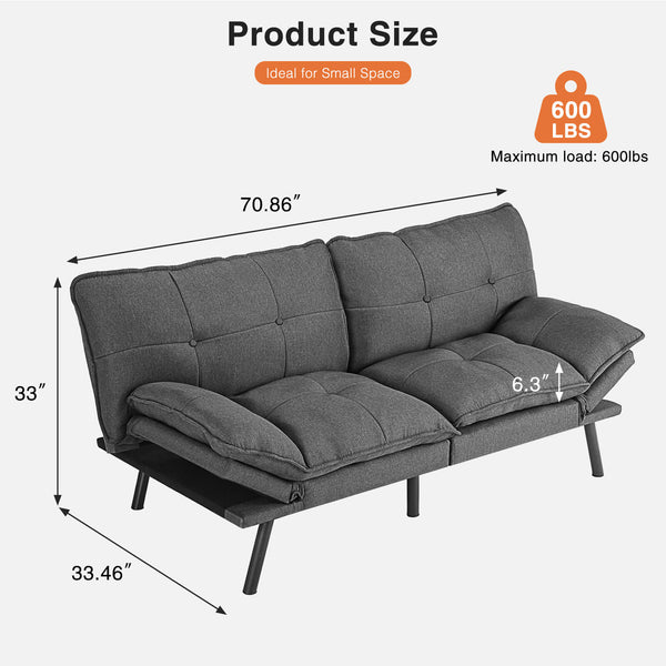 CONCETTA Sleeper Futon Sofa Couch Bed-Memory Foam Couch, Convertible Living Room Couch, Apartment, Studio, Office, Meeting, Living Room