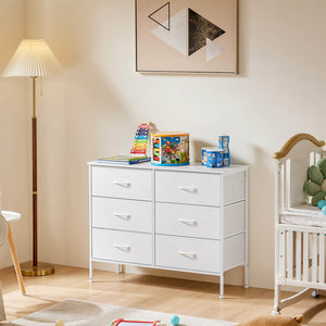 JOINSUN Dresser TV Stand, Console Table with 6 Wide Drawers, Entertainment Center for 55" TV Storage Fabric Dresser Drawer