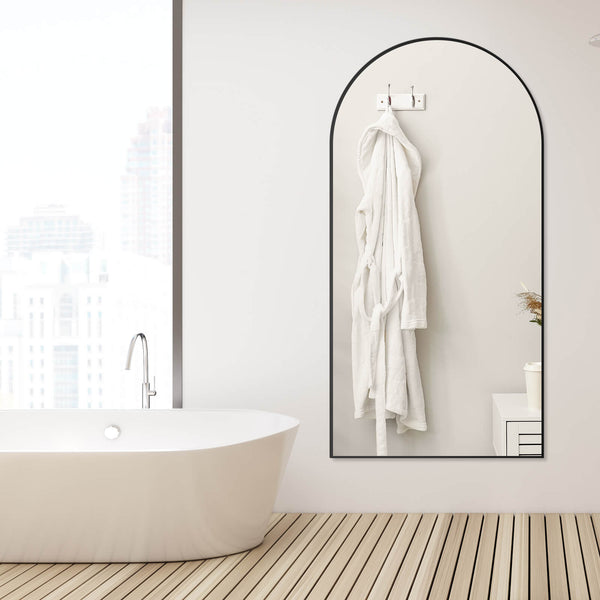 JOINSUN Floor Standing Mirror, Wall Mirror with Stand Aluminum Alloy Thin Frame