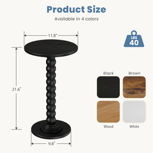 CONCETTA Modern Round Side Table, Accent End Table with Solid Wood Spindle, Small Drink Table for Living Room, Bedroom, Couch, Office