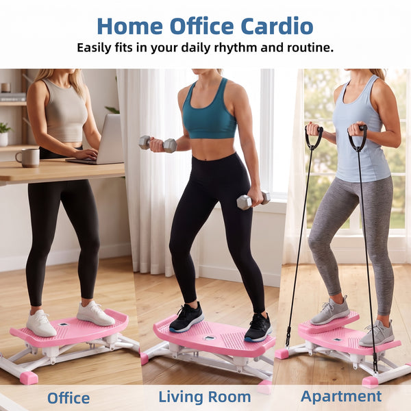 CONCETTA Rocking Stepper Exercise Machine with LCD Monitor & Resistance Bands,Stair Master for Legs, Core Workout, Home Gym