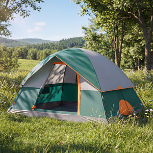 SHOUFTW 2-4 Person Waterproof Camping Tent with Rainfly, Easy Setup Dome Tent with Mesh Windows & Skylight Vent, Lightweight Portable Tent for Outdoor Camping, Hiking, Festivals & Backyard
