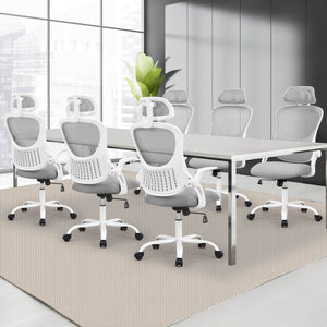 CONCETTA Ergonomic office chair - high back with wheels, adjustable headrest and flip-up armrests for bedroom, study, living room, office