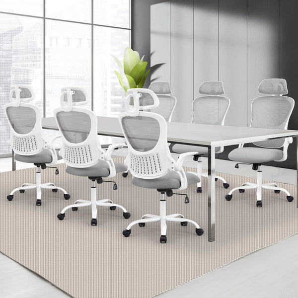 CONCETTA Ergonomic office chair - high back with wheels, adjustable headrest and flip-up armrests for bedroom, study, living room, office