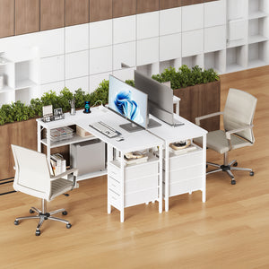 47"L Shaped Computer Desk with 3 Drawers, Power Outlets, USB Ports, and Monitor Stand, Corner Gaming Desk for Home Office