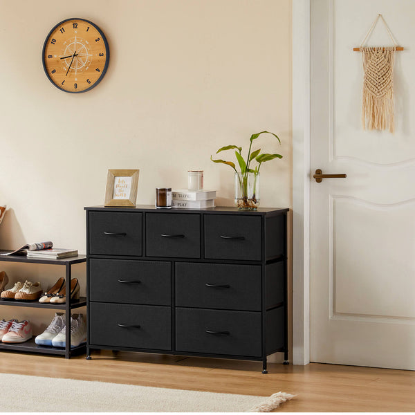 CONCETTA Dresser for Bedroom-with 7 Drawers, Chest Tower TV Stand,  Wooden Top for Living Room,  Bedroom, Closet